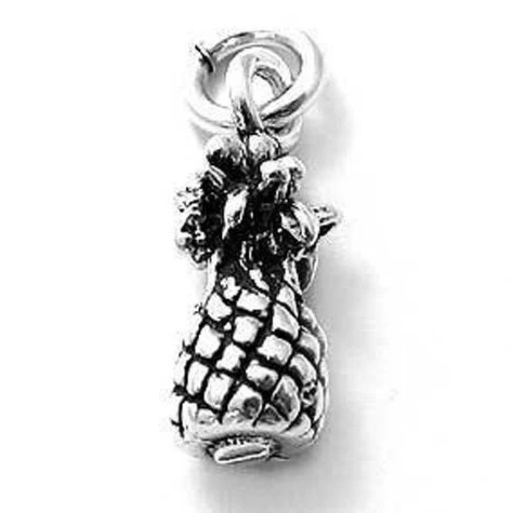 Pineapple Charm In 3d. Sterling Silver